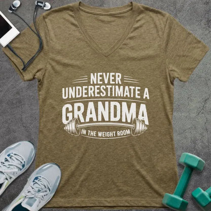 T-Shirt Heather Olive / S Grandma Weight V-Neck