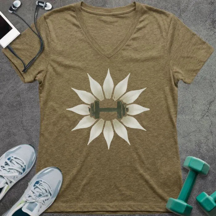 T-Shirt Heather Olive / S Lily Flower V-Neck