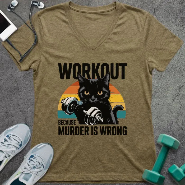 T-Shirt Heather Olive / S Murder is Wrong V-Neck