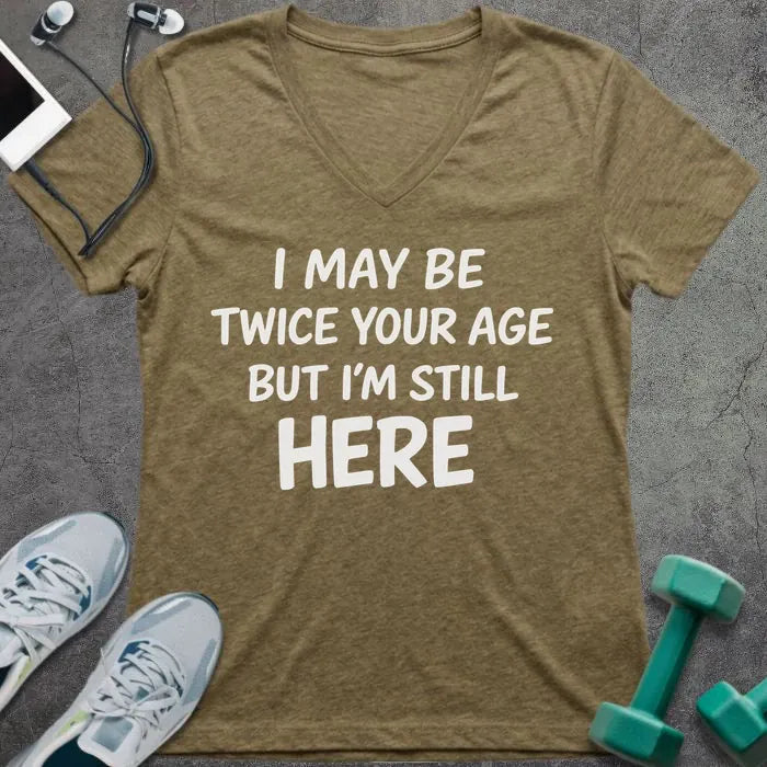 T-Shirt Heather Olive / S Still Here V-Neck