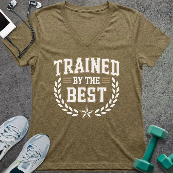 T-Shirt Heather Olive / S Trained By The Best V-Neck