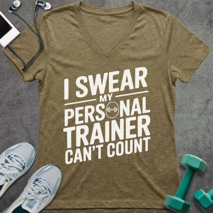 T-Shirt Heather Olive / S Trainer Counting V-Neck
