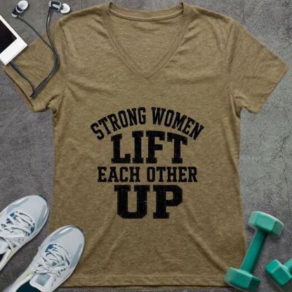 T-Shirt Heather Olive / S Women Lift V-Neck