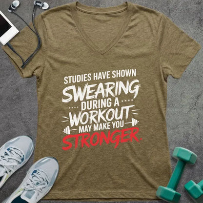 T-Shirt Heather Olive / S Workout Study V-Neck