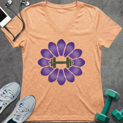T-Shirt Heather Peach / S Crocus Dumbbell V-Neck