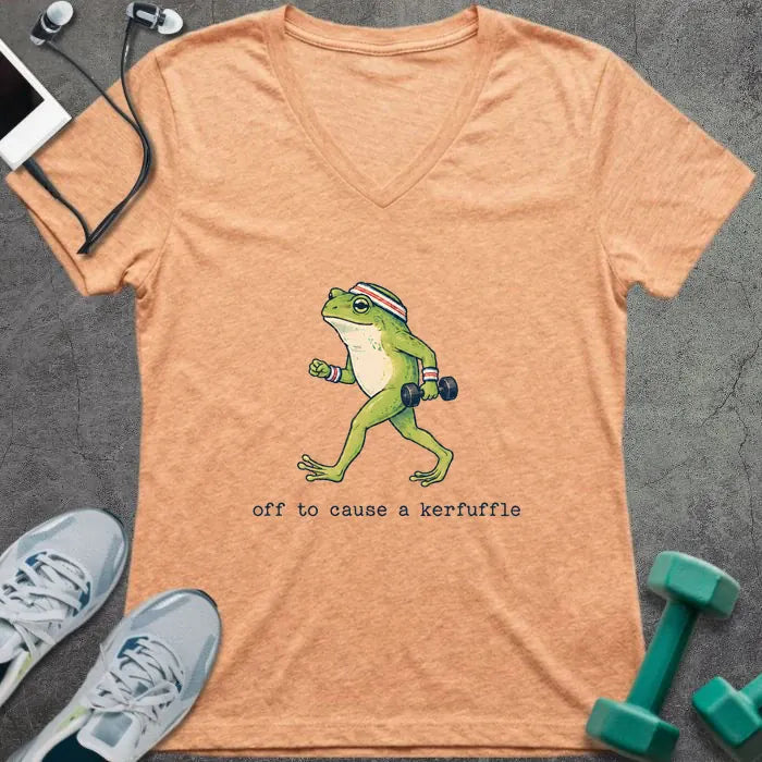 T-Shirt Heather Peach / S Frog Kerfuffle V-Neck
