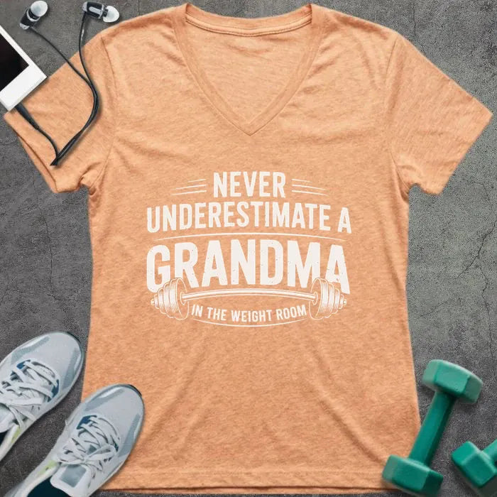T-Shirt Heather Peach / S Grandma Weight V-Neck