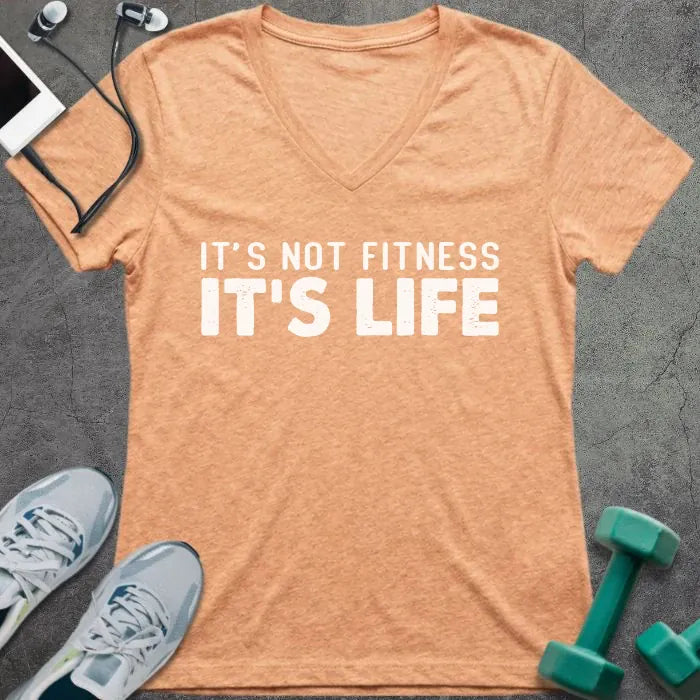Heather peach t-shirt printed with "It's Not Fitness It's Life"