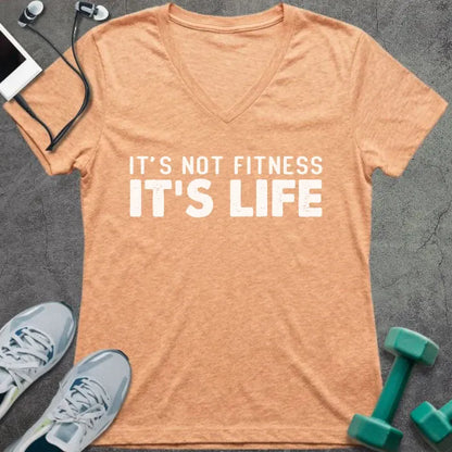 Heather peach t-shirt printed with "It's Not Fitness It's Life"