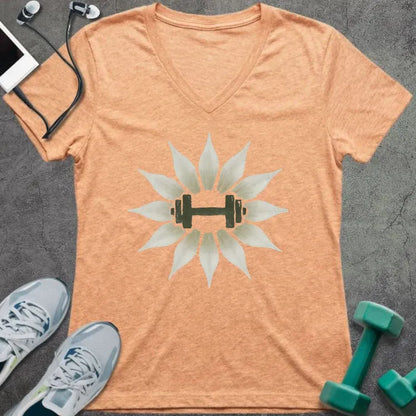 T-Shirt Heather Peach / S Lily Flower V-Neck