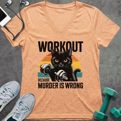T-Shirt Heather Peach / S Murder is Wrong V-Neck