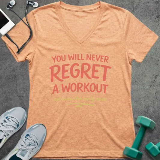 T-Shirt Heather Peach / S Never Regret V-Neck