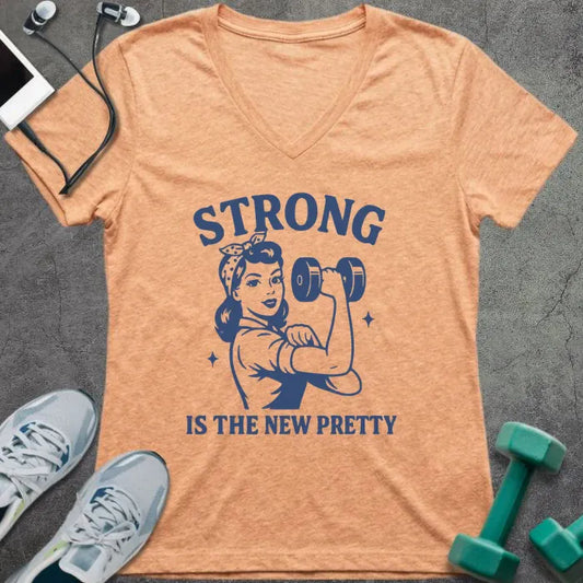 T-Shirt Heather Peach / S New Pretty V-Neck