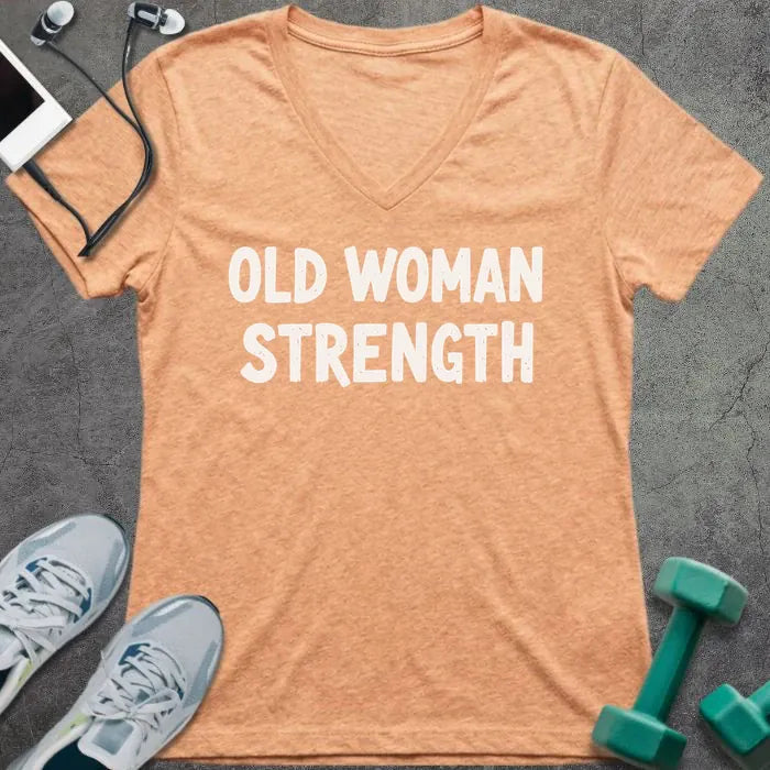 T-Shirt Heather Peach / S Old Woman Strength V-Neck