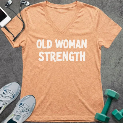 T-Shirt Heather Peach / S Old Woman Strength V-Neck