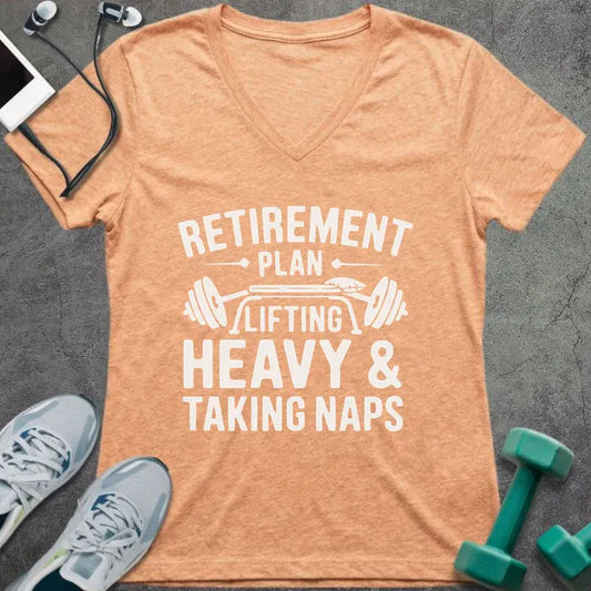 T-Shirt Heather Peach / S Retirement Plan V-Neck