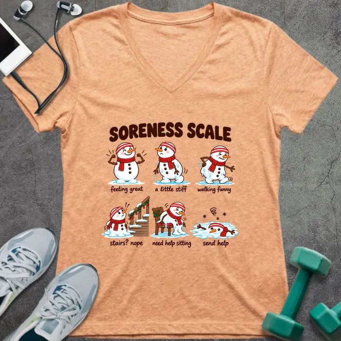 T-Shirt Heather Peach / S Soreness Scale V-Neck