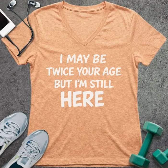 T-Shirt Heather Peach / S Still Here V-Neck
