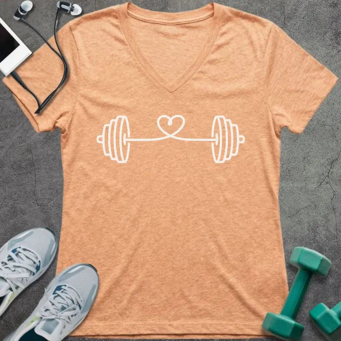 T-Shirt Heather Peach / S String Heart V-Neck