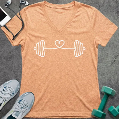 T-Shirt Heather Peach / S String Heart V-Neck