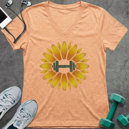 T-Shirt Heather Peach / S Sunflower Dumbbell V-Neck