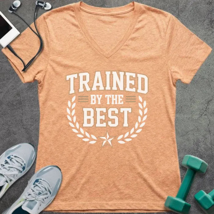 T-Shirt Heather Peach / S Trained By The Best V-Neck