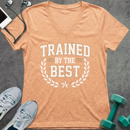 T-Shirt Heather Peach / S Trained By The Best V-Neck