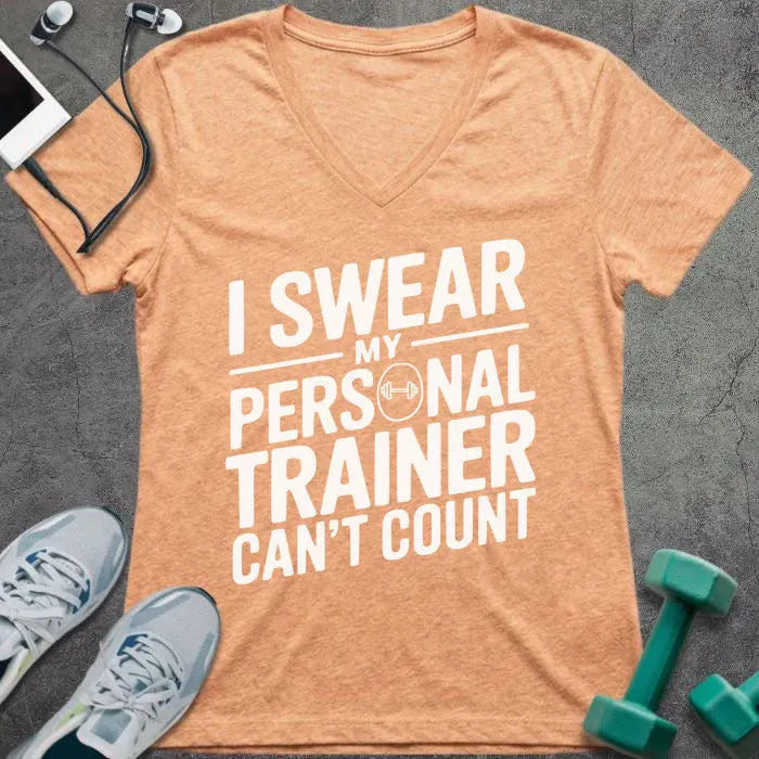 T-Shirt Heather Peach / S Trainer Counting V-Neck