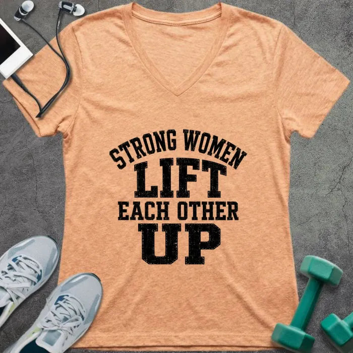 T-Shirt Heather Peach / S Women Lift V-Neck