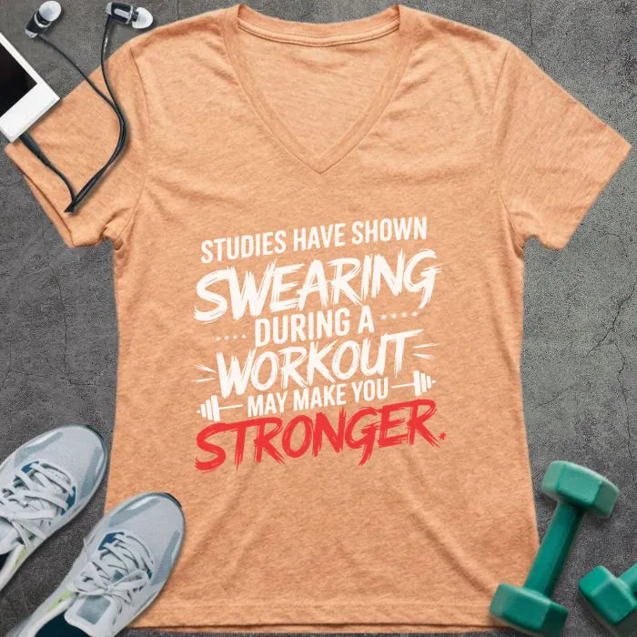 T-Shirt Heather Peach / S Workout Study V-Neck