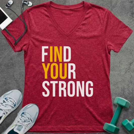 T-Shirt Heather Red / S Find Your Strong V-Neck