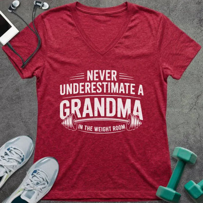 T-Shirt Heather Red / S Grandma Weight V-Neck