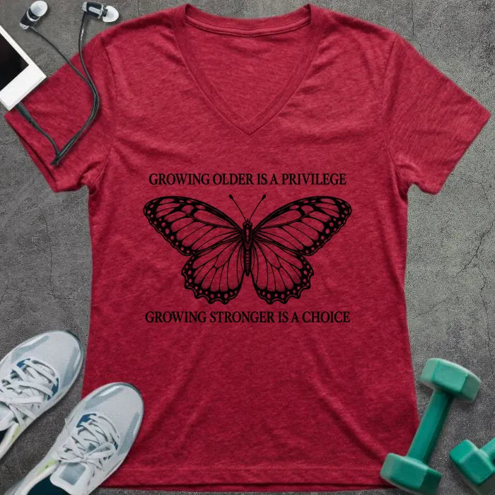 T-Shirt Heather Red / S Growing Strong V-Neck