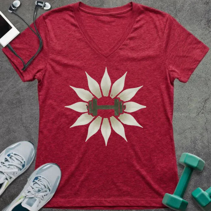 T-Shirt Heather Red / S Lily Flower V-Neck