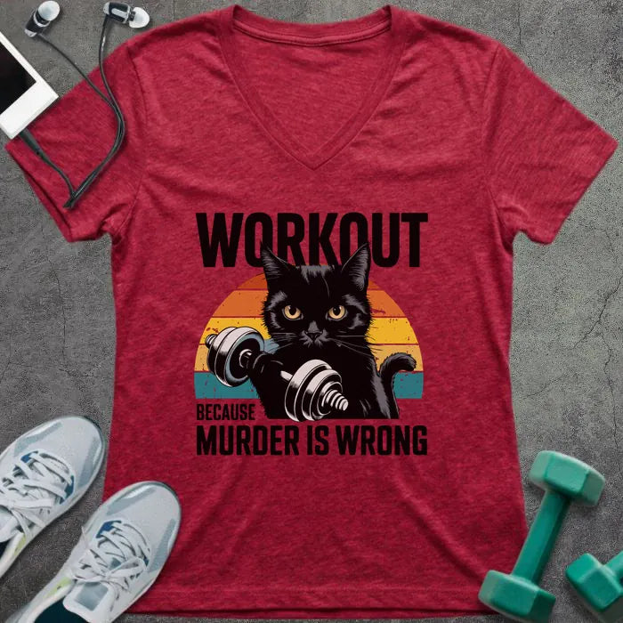 T-Shirt Heather Red / S Murder is Wrong V-Neck