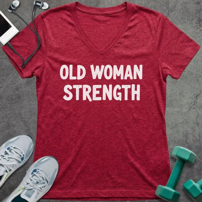 T-Shirt Heather Red / S Old Woman Strength V-Neck