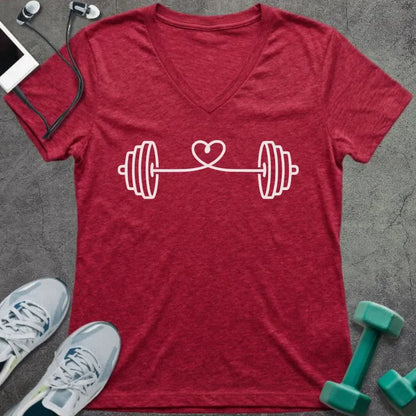 T-Shirt Heather Red / S String Heart V-Neck