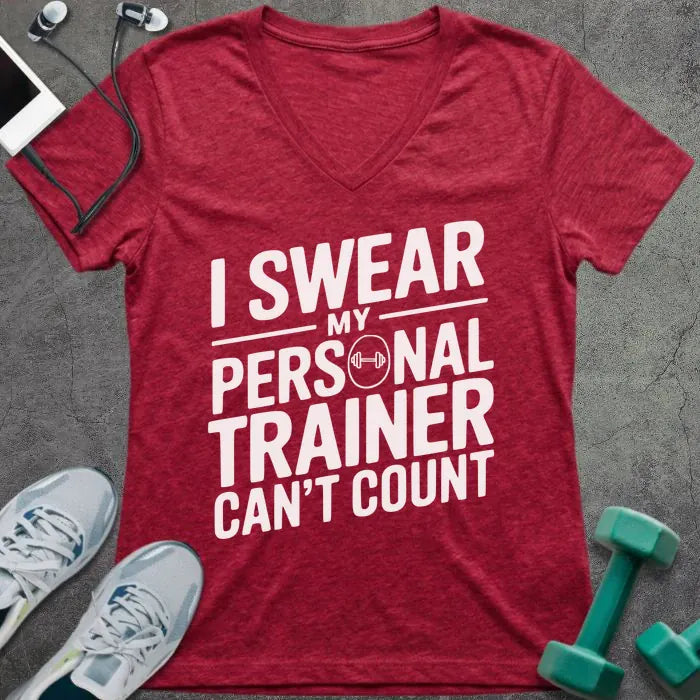 T-Shirt Heather Red / S Trainer Counting V-Neck