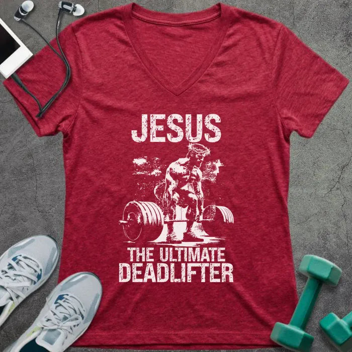 T-Shirt Heather Red / S Ultimate Deadlifter V-Neck