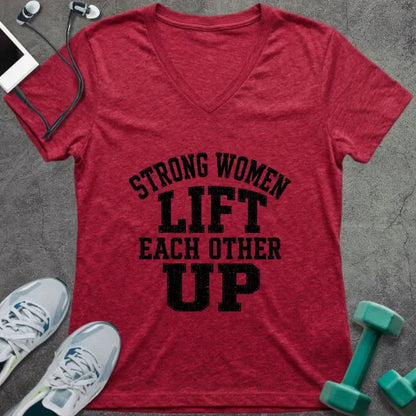 T-Shirt Heather Red / S Women Lift V-Neck