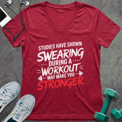 T-Shirt Heather Red / S Workout Study V-Neck