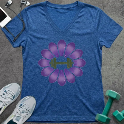 T-Shirt Heather True Royal / S Crocus Dumbbell V-Neck