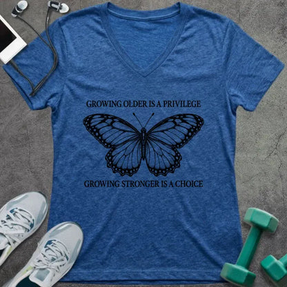T-Shirt Heather True Royal / S Growing Strong V-Neck