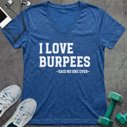 T-Shirt Heather True Royal / S I Love Burpees V-Neck