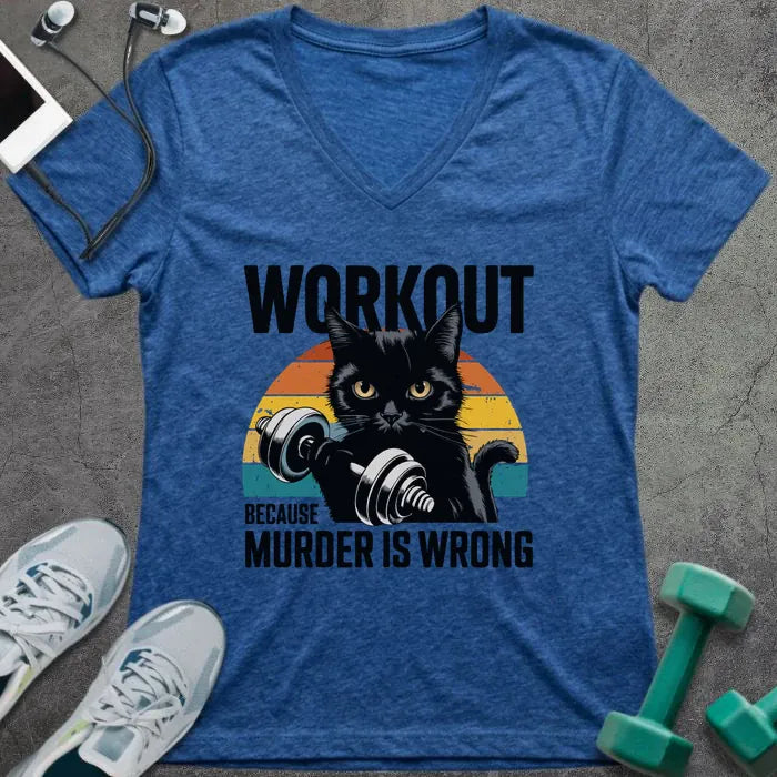 T-Shirt Heather True Royal / S Murder is Wrong V-Neck