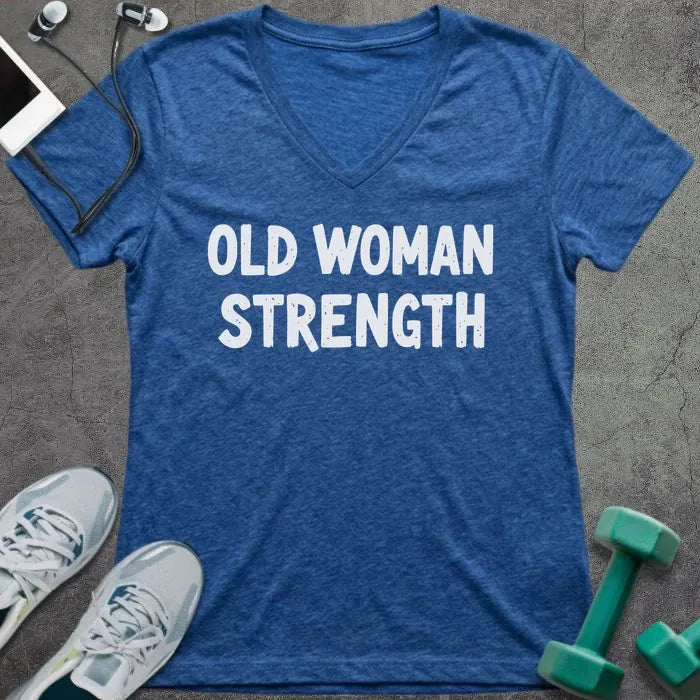 T-Shirt Heather True Royal / S Old Woman Strength V-Neck