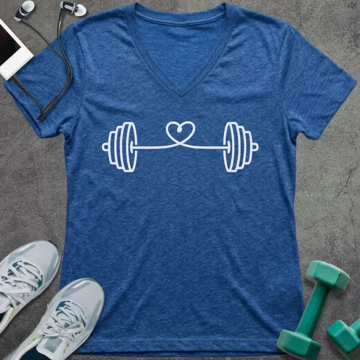 T-Shirt Heather True Royal / S String Heart V-Neck