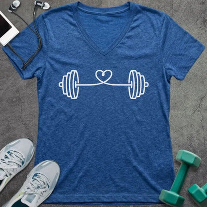 T-Shirt Heather True Royal / S String Heart V-Neck
