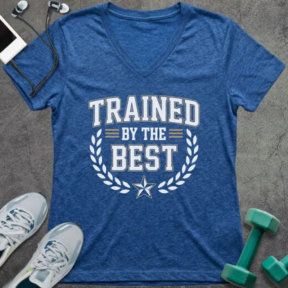 T-Shirt Heather True Royal / S Trained By The Best V-Neck