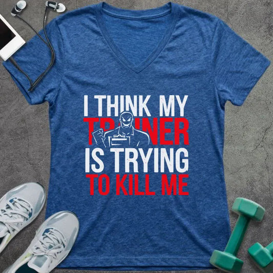 T-Shirt Heather True Royal / S Trainer Trying V-Neck